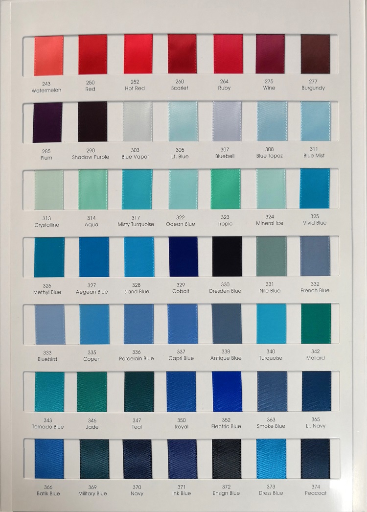 LQ Satin Ribbon color chart