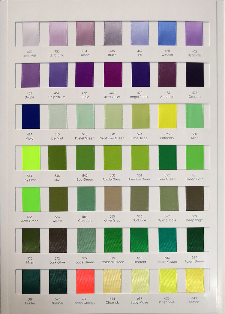 LQ Satin Ribbon color chart