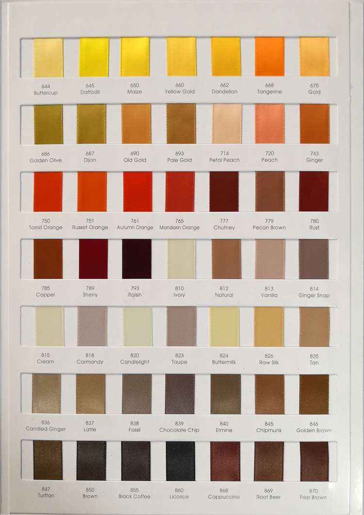 LQ Satin Ribbon color chart