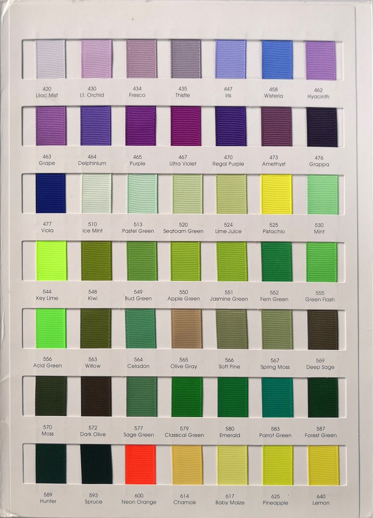 LQ Grosgrain ribbon color chart