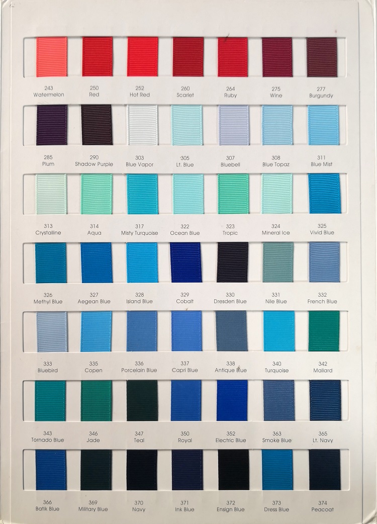 LQ Grosgrain ribbon color chart