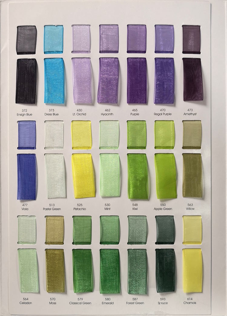 LQ Organza ribbon color chart