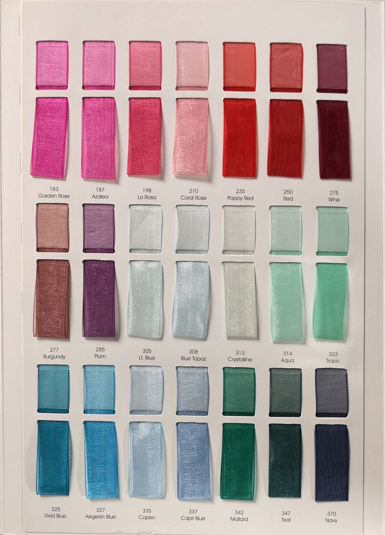 LQ Organza ribbon color chart