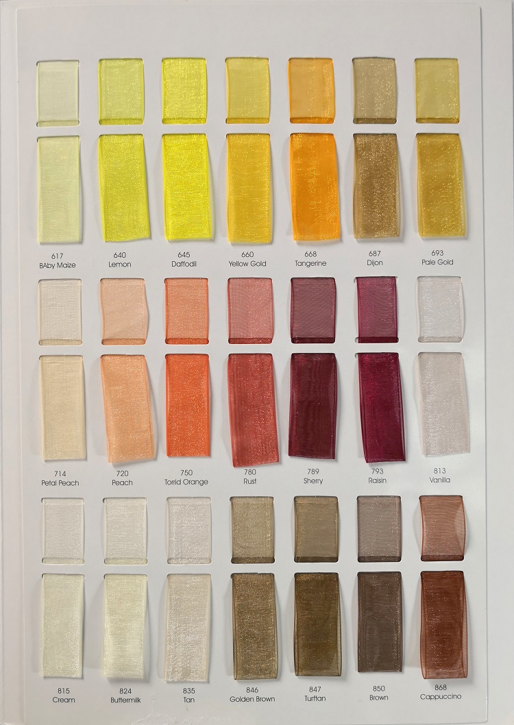 LQ Organza ribbon color chart