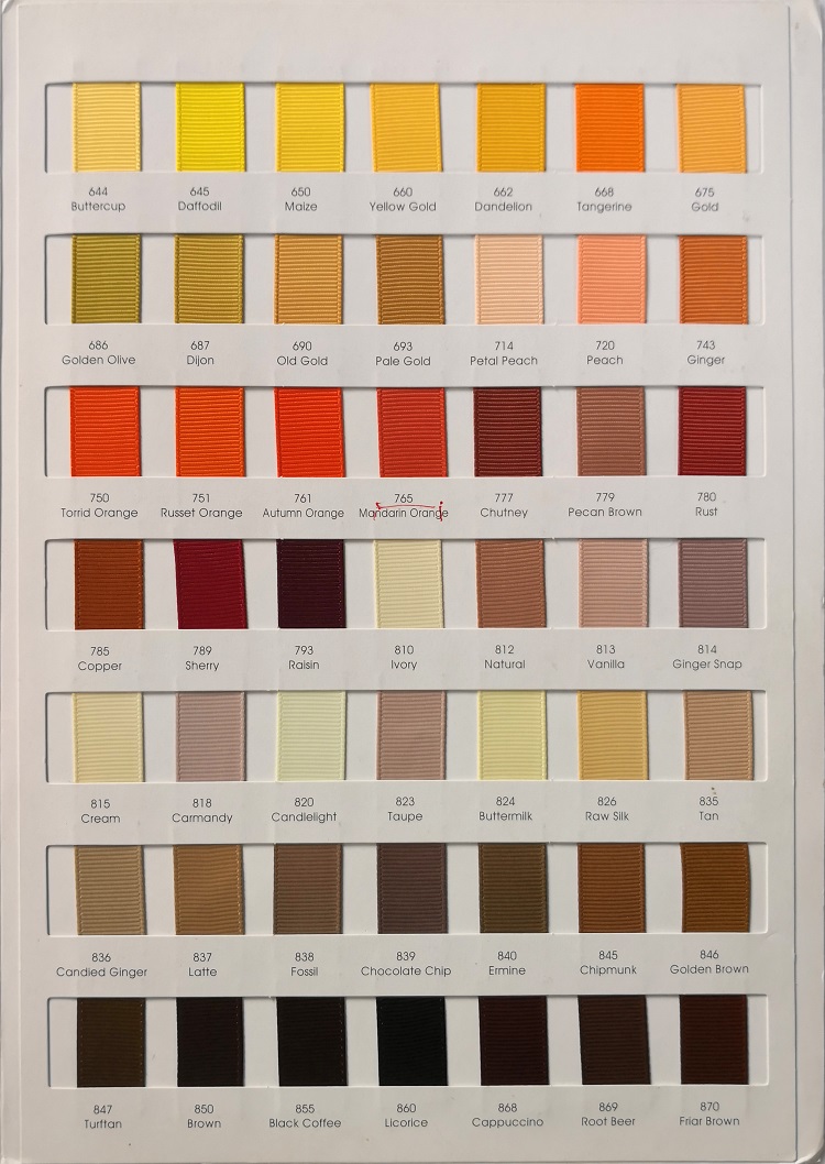 Grosgrain Ribbon Color Chart