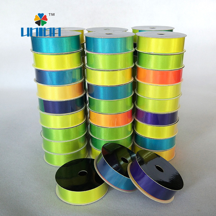 3/4 inch single face printed satin ribbon rainbow color DIY crafts